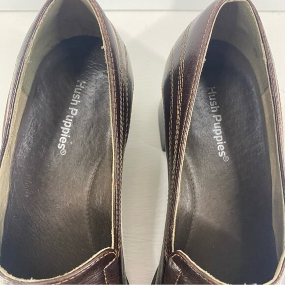 Hush Puppies Brown Leather Square Toe Heel women’s Size 8M - Picture 2 of 10